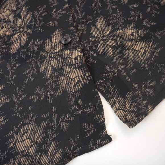 NWT Lane Bryant 100% Silk Women's 14/16 Button-up Blouse Poet Sleeve Dark Floral - Picture 12 of 12